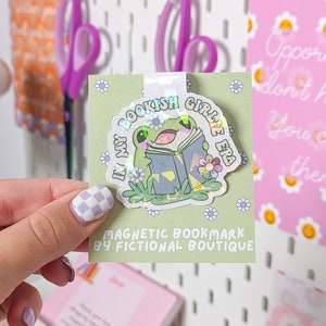 Bookish Girlie Frog Magnetic Bookmark, Holographic Magnetic Bookmarks, Laminated Bookmark, Cute Bookmark, Book Lovers Gifts, Gift For Her