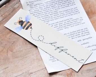 Bee Different Cute Spring Laminated Bookmark / Literary Gift / Cute Spring Bookmark