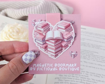 Heart Magnetic Bookmark, Holographic Magnetic Bookmarks, Laminated Bookmark, Cute Bookmark, Book Lovers Gifts, Gift For Her, Readers Present