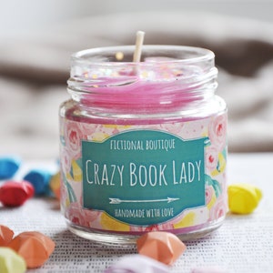 Crazy Book Lady Bookish Candle, Bookish Candle, Palm Wax Candle, Hand Poured Candle, Bookish Merch Candle, Bookish Gift Vegan Bookish Candle