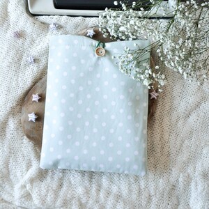 Mint Green Polka Dot Book Sleeve, Book Cover, Book Protector, Book Pouch, Book Lovers Gift, Book Sleeves, Padded Book Sleeve, Accessories