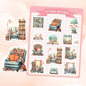Pastel Reading Sticker Sheet, Cute Sticker Sheet, Holographic Sticker Sheet, Planner Sticker Sheet, Journal Stickers, Waterproof Stickers