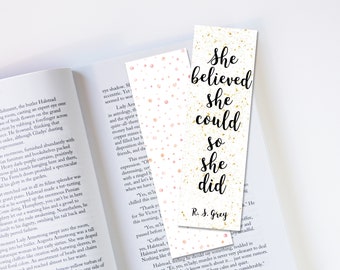 She Belived She Could So She Did Bookmark, Bibliophile, Bookish Gift, Readers Gift, Unique Bookmark, Book Lovers, Cute Bookmark