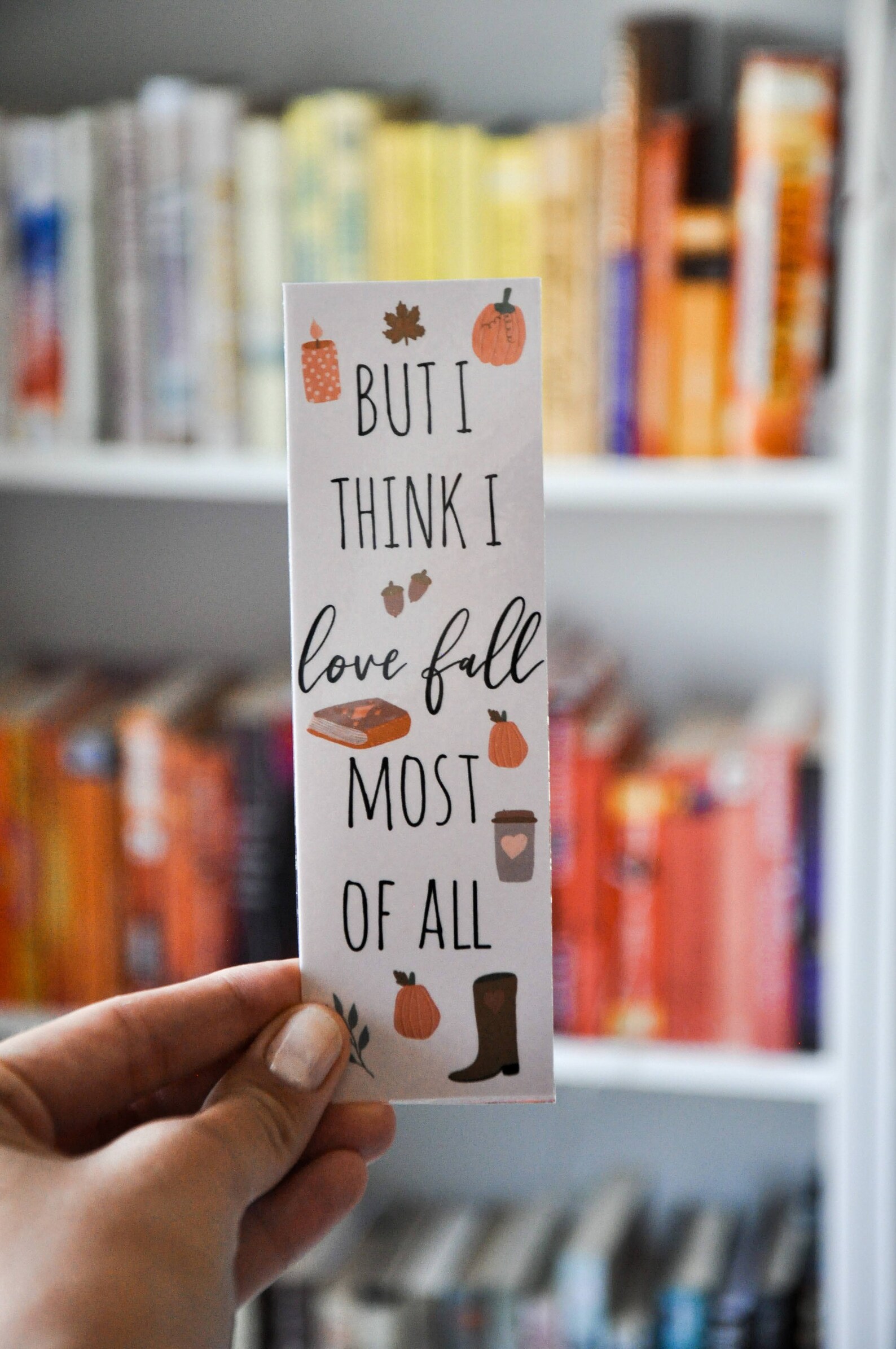 I Love Fall Autumn Bookmark Laminated Bookmark Bibliophile | Etsy