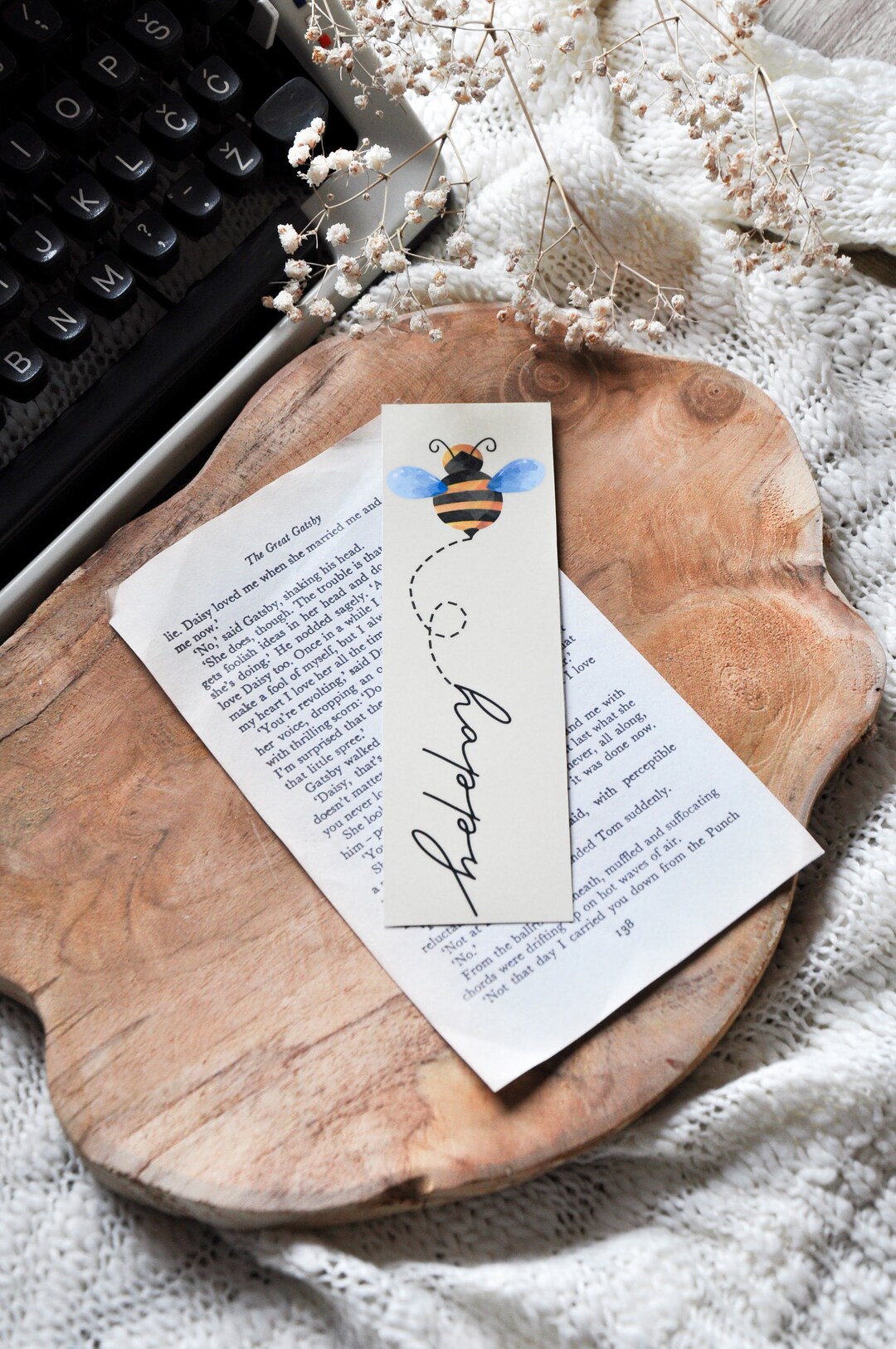 Bee Happy Cute Spring Laminated Bookmark / Literary Gift / Cute Spring ...