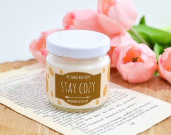 Stay Cozy Candle / Autumn Fall Candles / Scented Bookish Candle / Book Lovers Gift For Her / Hand Poured Scented Candle