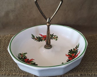 Old Fashioned Vintage Ceramic Christmas Candy Dish