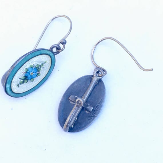 Vintage Earrings Enameled Sterling Silver - image 3