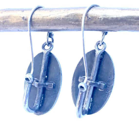 Vintage Earrings Enameled Sterling Silver - image 2