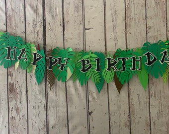 Moana Maui Luau Banner Hawaiian Jungle Tropical Leaf Banner