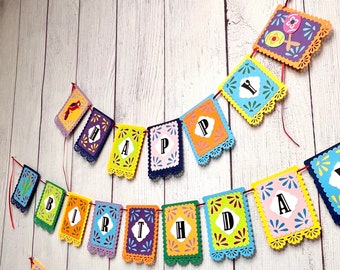 Fiesta Banner: Custom Papel Picado, Cinco de Mayo Decor