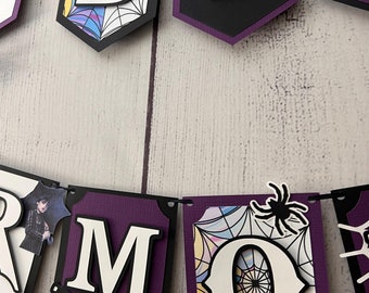 Spooky Wednesday Birthday Banner, Goth Theme Party Decor