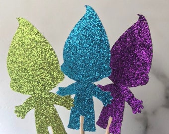 Troll Glitter Cupcake Toppers (Sets of 12)