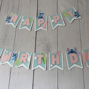 STITCH Birthday Banner Party Decor Soft pastels image 9