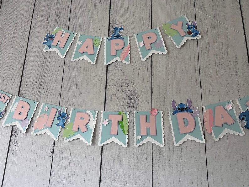 STITCH Birthday Banner Party Decor Soft pastels image 9