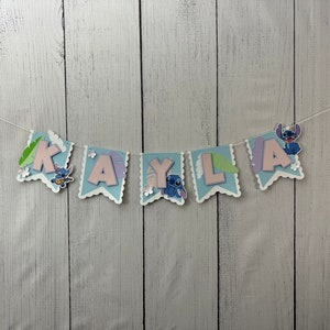 STITCH Birthday Banner Party Decor Soft pastels Name Only