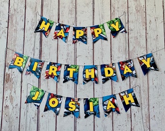 Avengers Birthday Superhero Banner