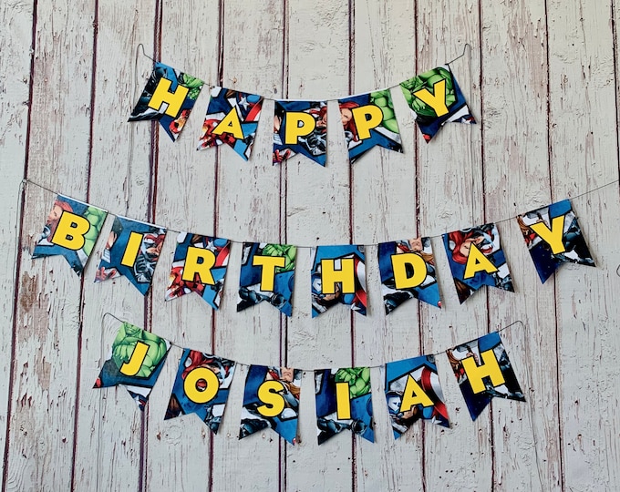 Avengers Birthday Superhero Banner - Etsy