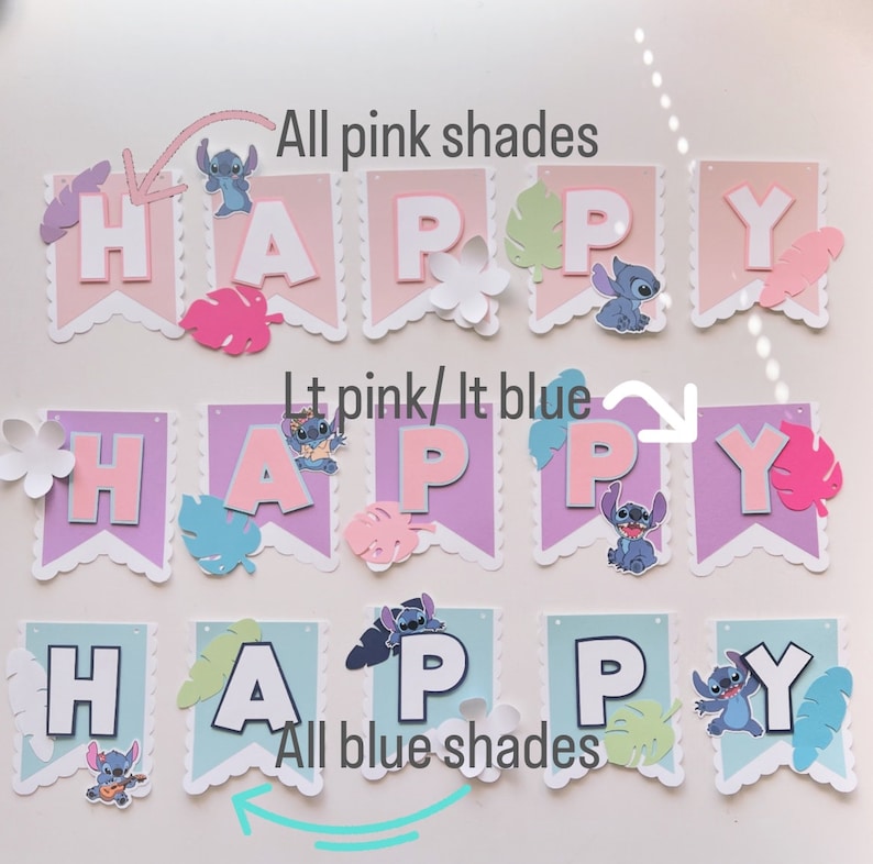 STITCH Birthday Banner Party Decor Soft pastels image 3