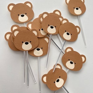 Teddy bear cupcake toppers, bearly one party, My beary first birthday party bear decor teddy bear baby shower