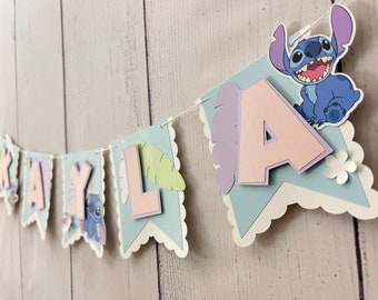 Personalized Stitch Birthday Banner: Pastel Party Decor