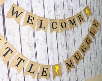 Burlap Wizard Banner: Baby Shower Muggle Party Decor