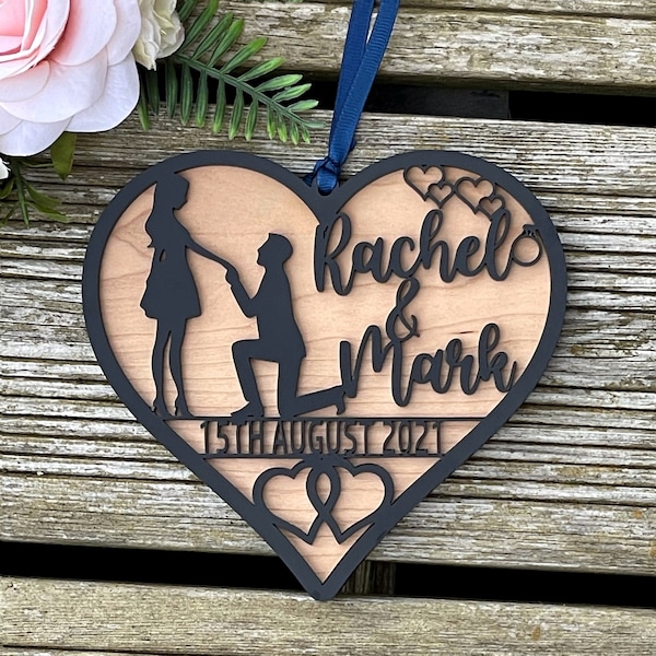 Engagement Gift Personalised Layered Heart | Silhouette 3D Engagement Heart Gift