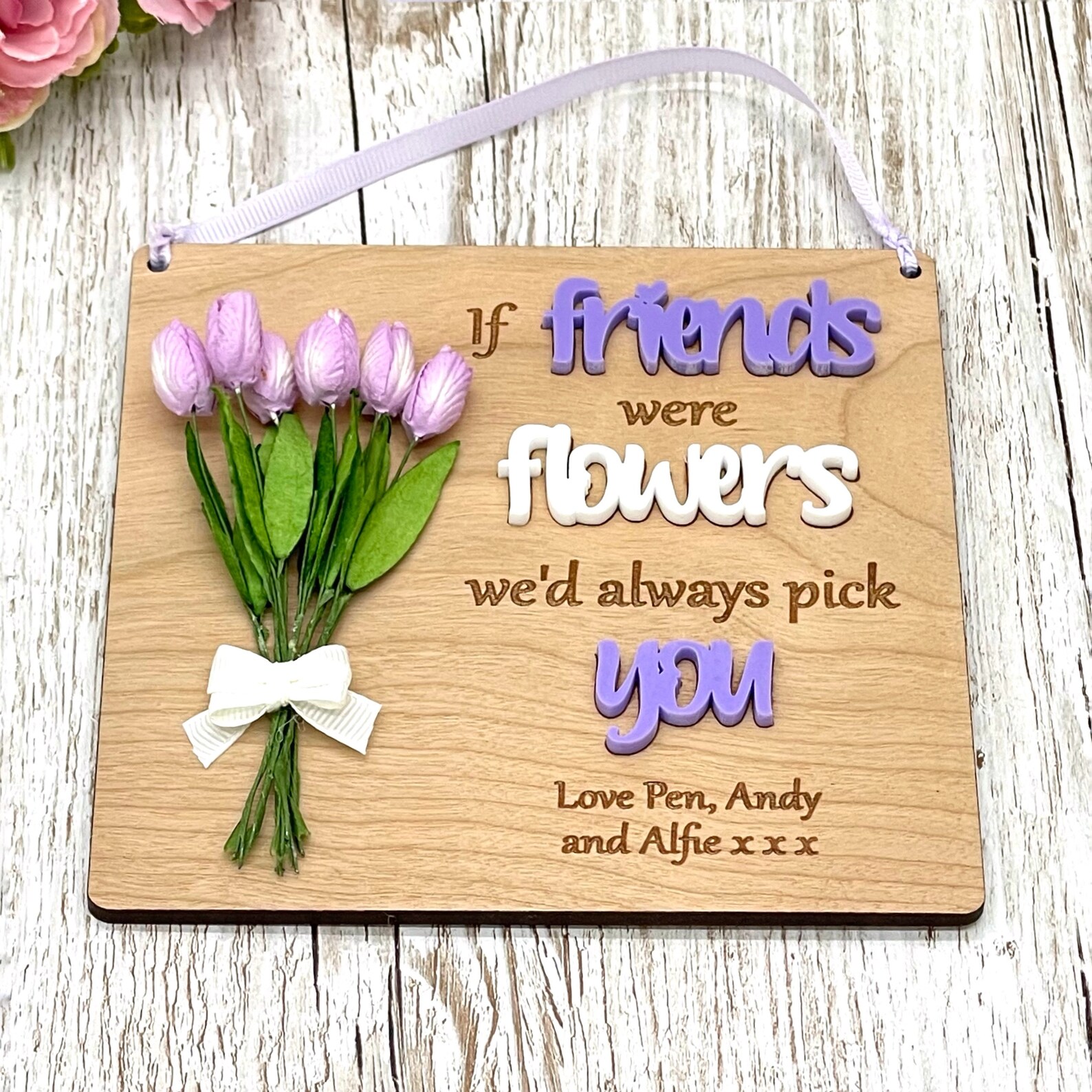 Friend Gift Best Friend Personalised Flower Bouquet Paper Etsy