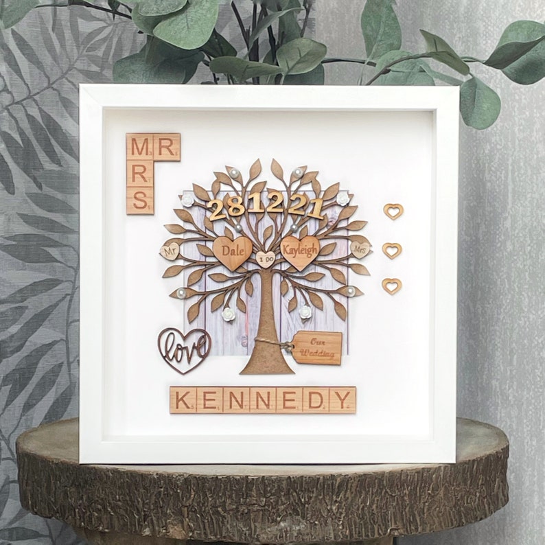 Wedding Gift. Unique Wedding Gift For Couples. Engraved Names. Mr & Mrs Wedding Anniversary Gift. Handmade Keepsake image 1