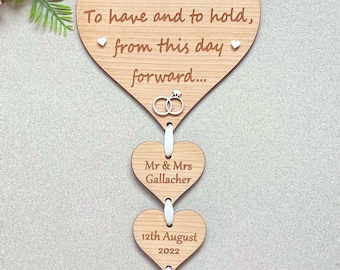 Wedding Gift Personalised Hanging Hearts Plaque | Wedding Keepsake Gift Bride Groom