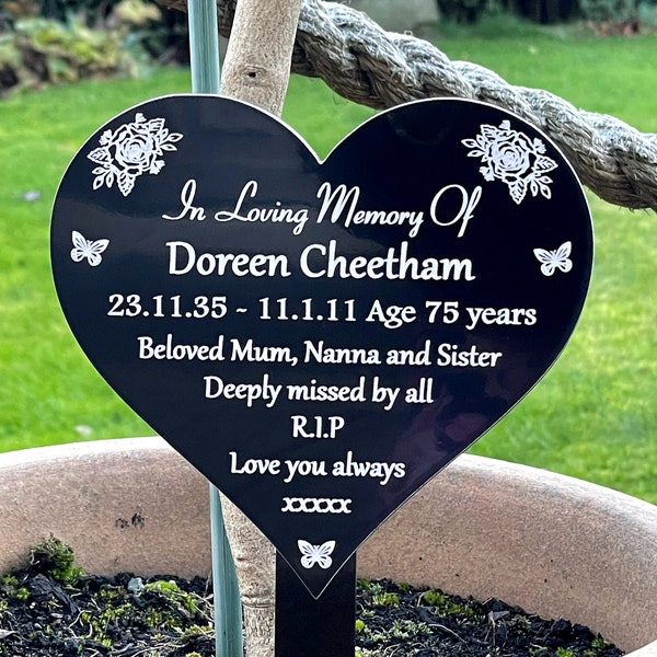 Memorial Personalised Plaque | Heart Remembrance Memorial Stake Grave Marker