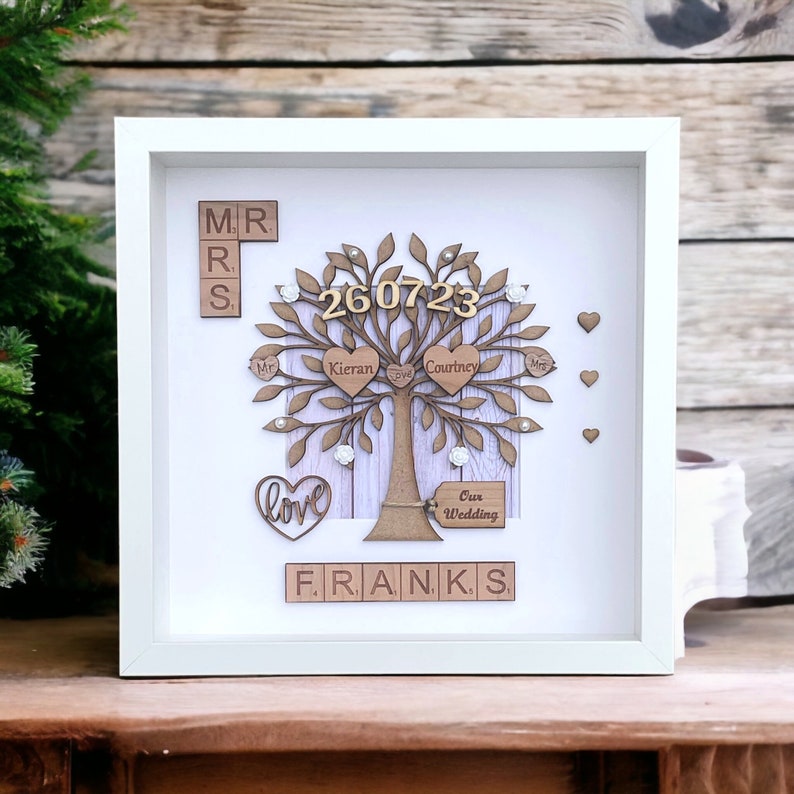 Wedding Gift. Unique Wedding Gift For Couples. Engraved Names. Mr & Mrs Wedding Anniversary Gift. Handmade Keepsake image 2