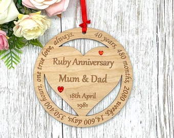 Ruby Wedding Anniversary Keepsake Gift | 40th Wedding Anniversary Gift