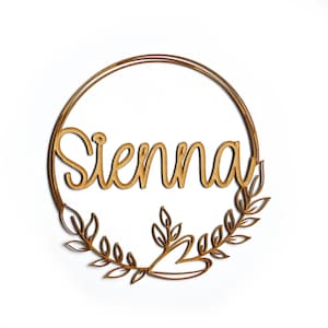 Personalised Floral Name Wreaths. Wooden Name Hoops. Heart Wreath. Rustic Bedroom Decor. Craft Supplies. Girls Bedroom Decor. image 1