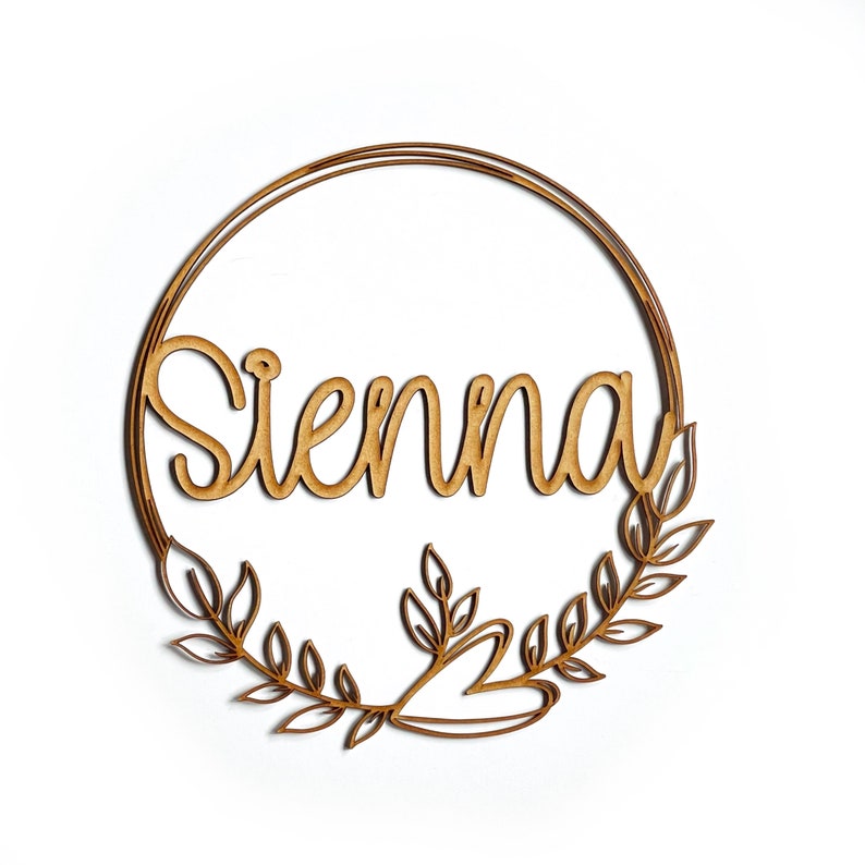 Personalised Floral Name Wreaths. Wooden Name Hoops. Heart Wreath. Rustic Bedroom Decor. Craft Supplies. Girls Bedroom Decor. image 1