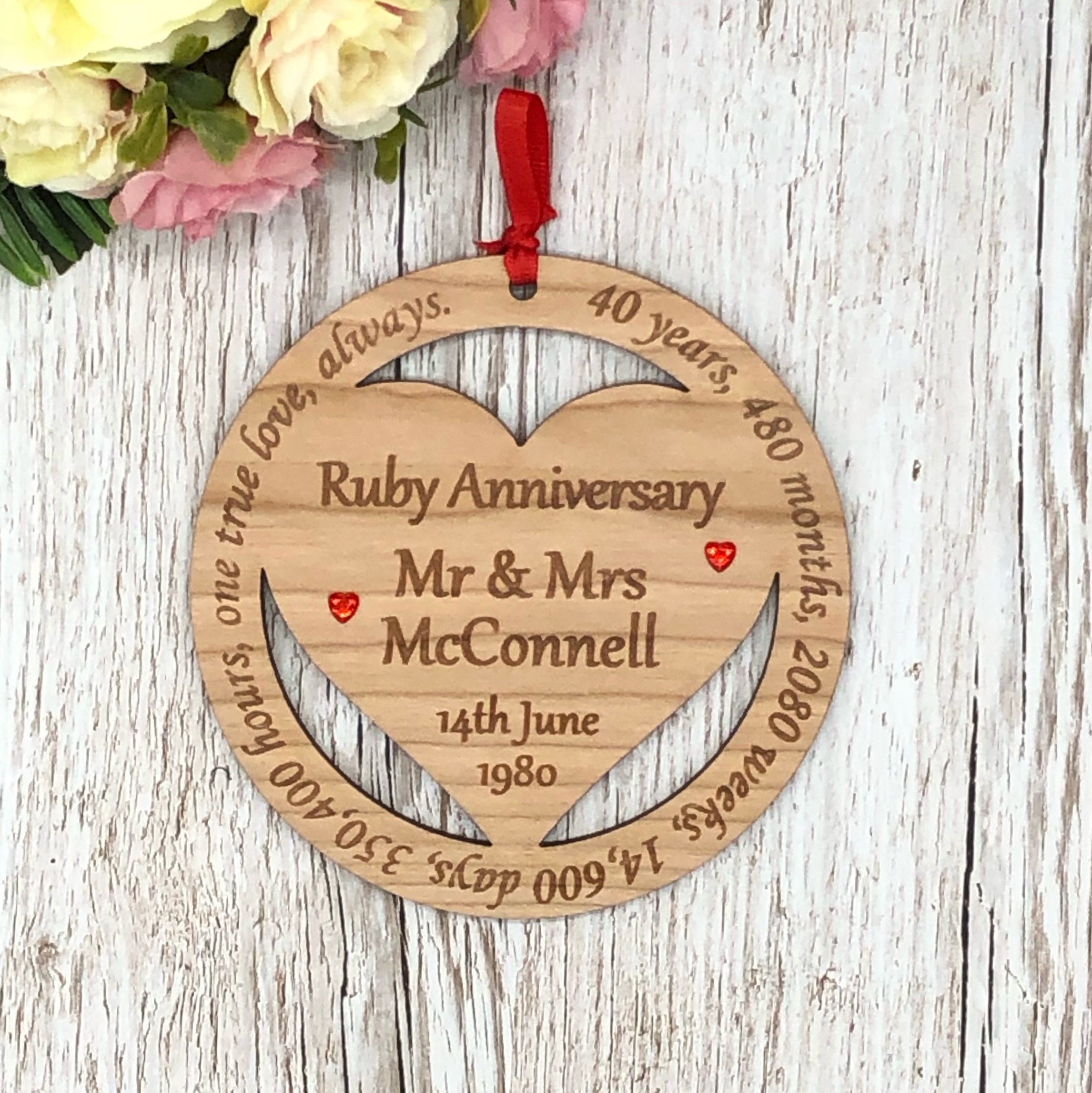 Ruby Wedding Anniversary Keepsake Gift 40th Wedding Etsy UK