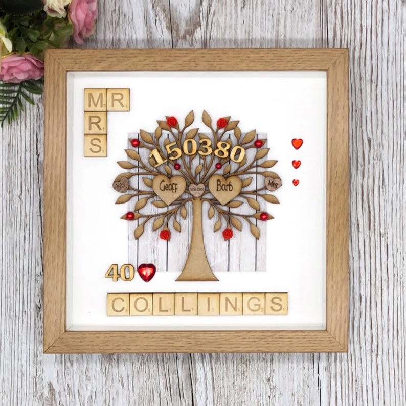 Ruby Wedding Anniversary Gift. Personalised 40th