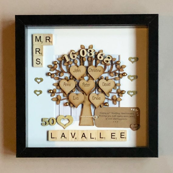 Golden Wedding Anniversary Gift And Family Tree. 50th