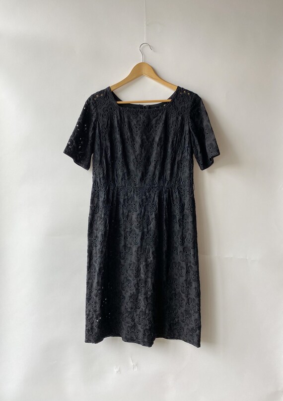 Vintage Black Eyelet Dress L