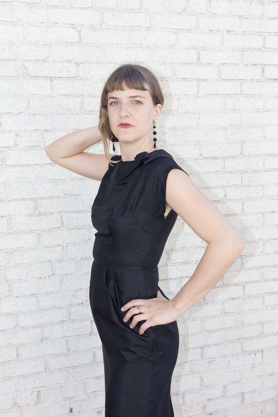 Handmade Silk 1950s Little Black wiggle Dress