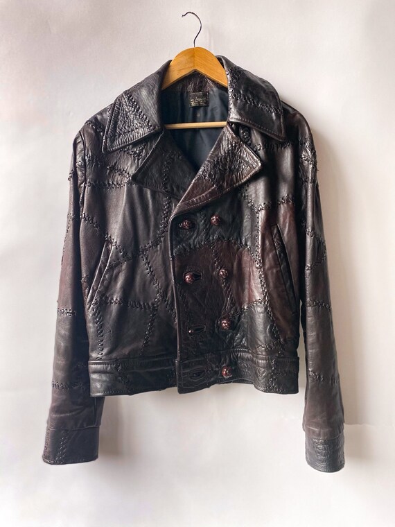 1970s Burgundy Pieced Leather Jacket M