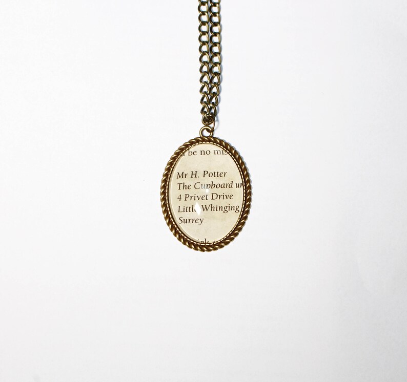 Harry Potter Cameo Pendant Necklace Cabochon Ink Paper Book Fantasy Jewellery Jewelry