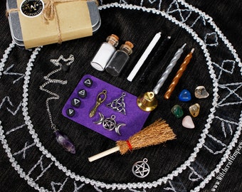 Kit de voyage pour autel de poche mini lot végétalien bio herbes magiques païennes wicca wicca rituel naturel