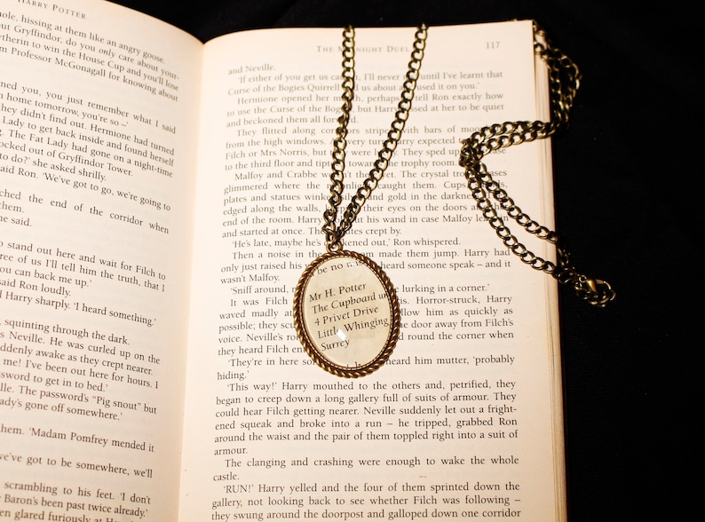 Harry Potter Cameo Pendant Necklace Cabochon Ink Paper Book Fantasy Jewellery Jewelry