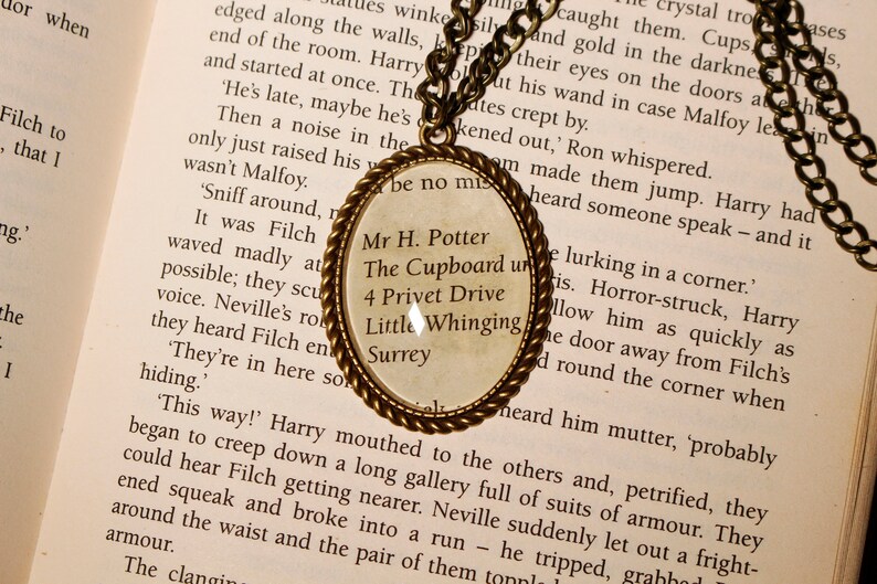 Harry Potter Cameo Pendant Necklace Cabochon Ink Paper Book Fantasy Jewellery Jewelry
