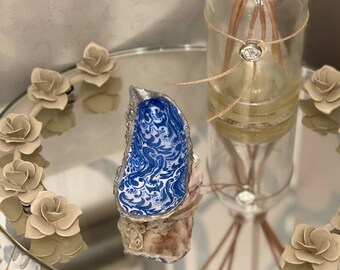 Blue Toile Oyster Shell Trinket Dish - Etsy