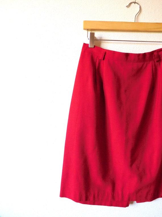Waist 27 Red Skirt Vintage 1980s 80s High waisted 