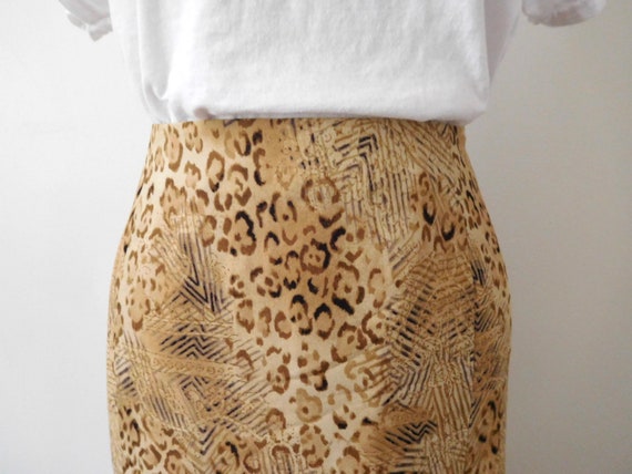 Waist 30 Silk Leopard and Floral Print Slip Skirt… - image 8