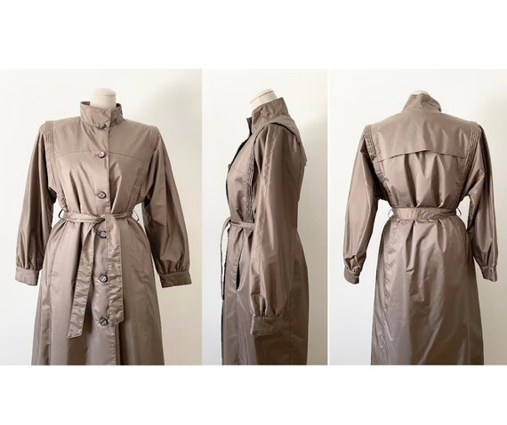 Size SP Dove Taupe Trench Coat Vintage 1980s 80s … - image 3