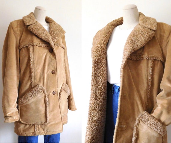 Size L / XL Shearling and Velvet Jacket Vintage 1… - image 6